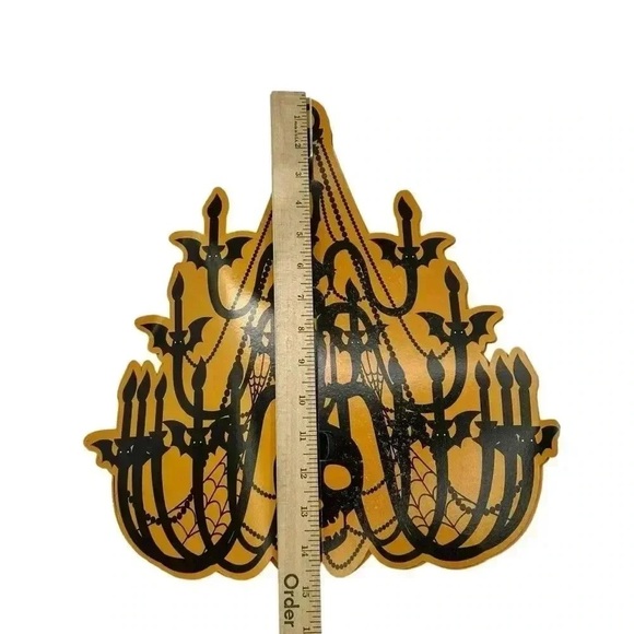 Vintage Halloween Skull Candelabra Cardboard Hanging Decor Spooky Cutout - Picture 5 of 8